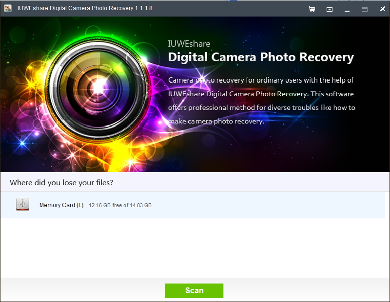 IUWEshare Digital Camera Photo Recovery screenshot