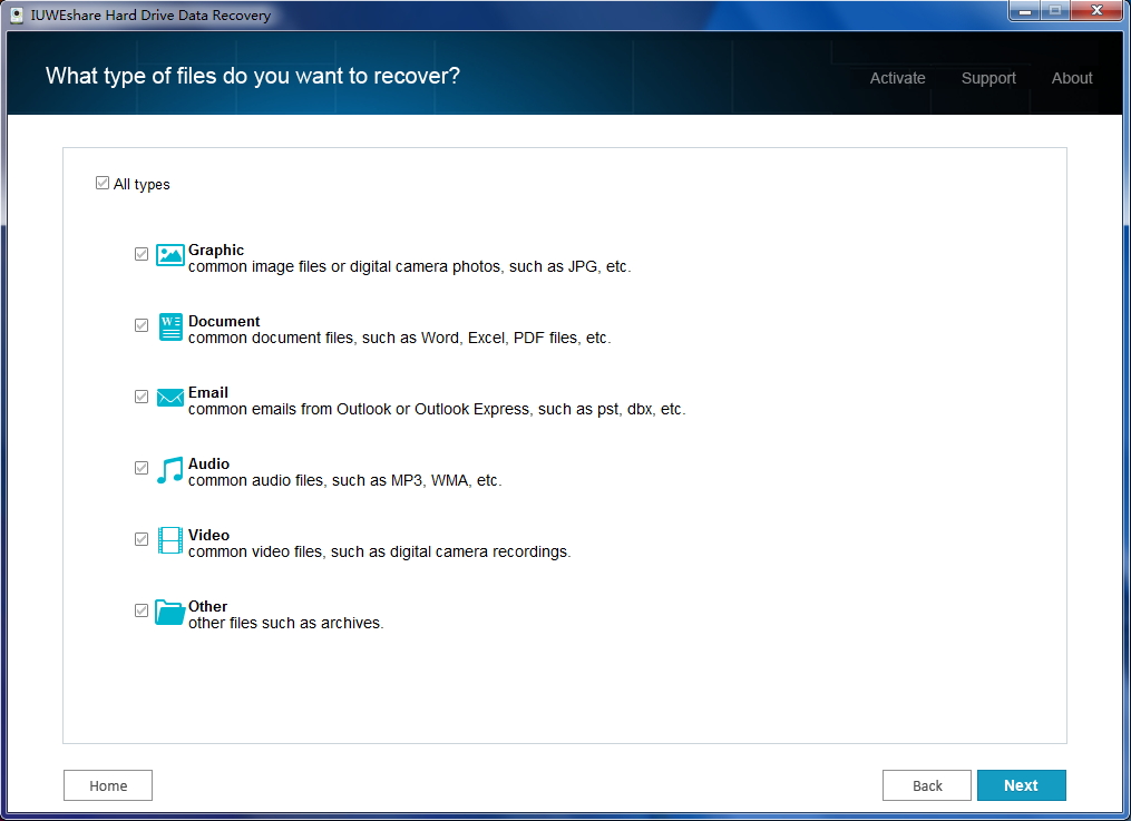 Windows 7 IUWEshare Hard Drive Data Recovery 1.9.9.9 full