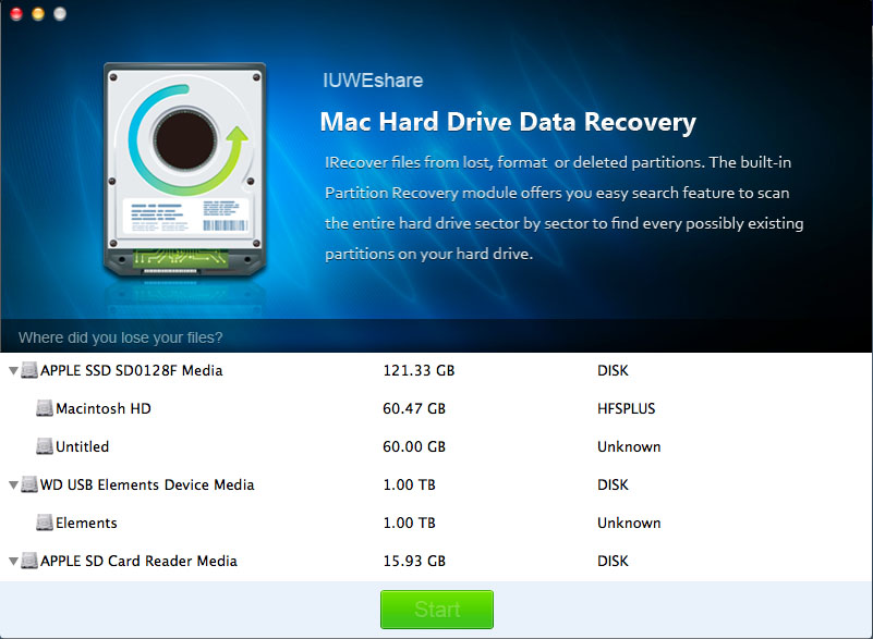 IUWEshare Mac Hard Drive Data Recovery 1.9.9.9 full